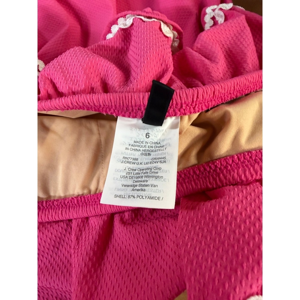 J.Crew Pink One Shoulder Ruffle One Piece Swimsuit Ric Rac Trim Size 6 - Picture 7 of 7